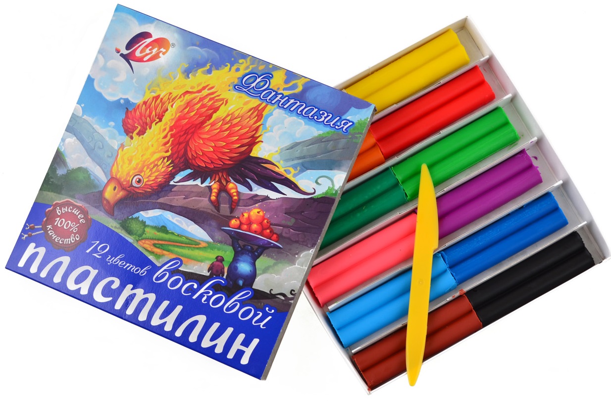 Пластилин восковой 12цв